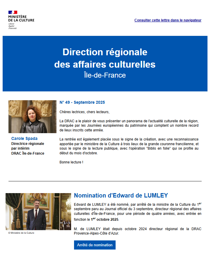 image lettre_dinformation__DRAC_septembre.png (0.2MB)
Lien vers: https://infolettres.duministeredelaculture.fr/emailing/57394/311/r16vubjzeimgmzbjmhehagiumhgvzbuypgo/emailing.aspx